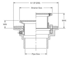 Watts FD-104P-M6 Adjustable 4 Inch Floor Drain with 6 Inch Nickel Bronze Strainer