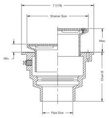 Watts FD-202P-M5 Adjustable Floor Drain with 5 Square Nickel Bronze Strainer