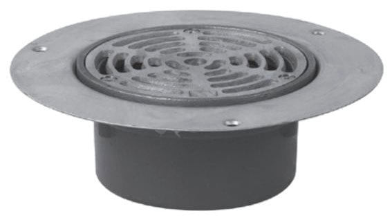 Watts FD-392-E-60-63 Floor Drain with 5 Round Heelproof Nickel Bronze Grate and PVC Socket Outlet