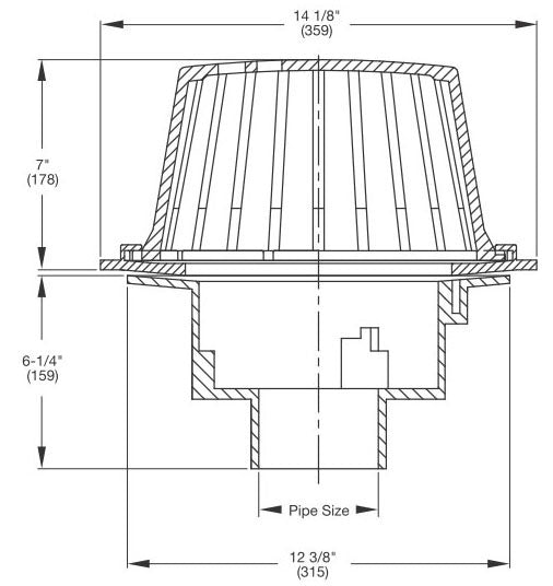 Watts RD-105-NH-R-D-K 5 No Hub Epoxy Coated Cast Iron Bottom Outlet Roof Drain with Underdeck Clamp/2 External Water Dam