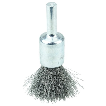 Weiler 10002 Crimped Wire Solid End Brush Steel 1/2 in Diameter 0.0104 in Wire 25000 RPM