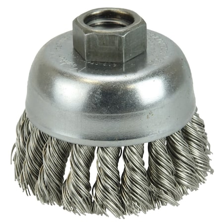 Weiler 13009 2-3/4 Single Row Knot Cup Brush.014 Stainless 5/8-11 UNC Nut