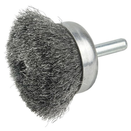 Weiler 14300 Stem-Mounted Crimped Wire Cup Brush 1-3/4 Diameter Steel Bristles