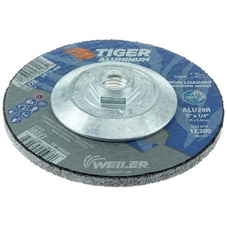 Weiler 58228 Aluminum Combo Wheels 5 in Diameter 5/8 in Arbor Type 27 24 Grit Aluminum Oxide