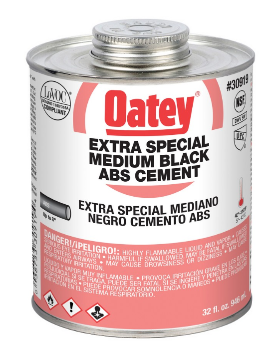 Oatey 30919 32 oz Plastic Black Pipe Cement