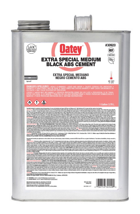 Oatey 30920 1 Gallon Plastic Black Pipe Cement