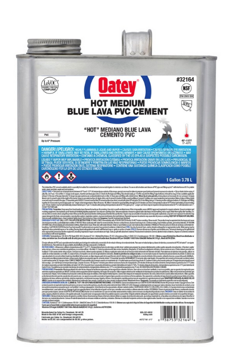 Oatey 32164 Lava 1 Gal Fast Set Plastic Blue Pipe Cement