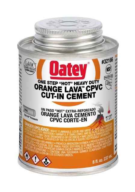 Oatey 32166 8 Oz. Fast Set Plastic Orange Pipe Cement Replacement MPN