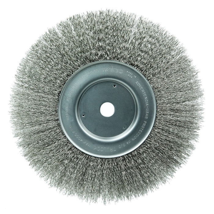 Weiler 01898 Narrow Face Wheel Brush 10 in Diameter 3/4 in Width Unthreaded Arbor