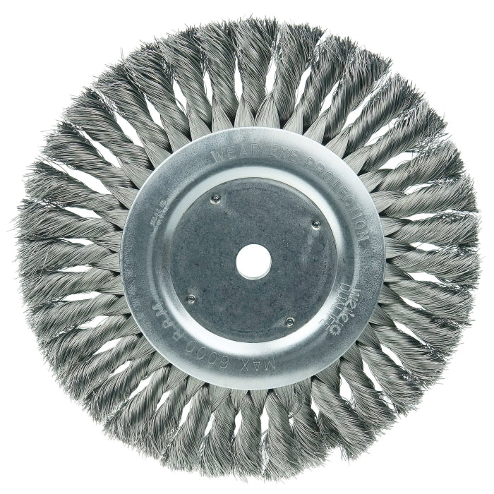 Weiler 08125 Wheel Brush - 8 in Diameter, 5/8 in Arbor Diameter, 5/8 in Width