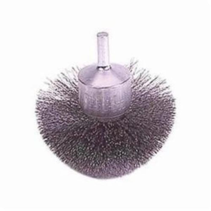 Weiler 10041 Circular Flared Stem Mount End Brush 3 in Dia Steel 0.008 in Dia Filament