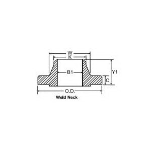 Weldbend 321-030-000 Flat Face Weld Neck Flange, 3 in, Forged Carbon Steel, 300 lb, SCH 40/STD Bore