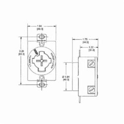 Hubbell HBL20403 HUB 3P-4W BLK GRD RCPT 600 VAC/250 VDC 20/30 A