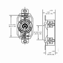 HUBBELL HBL2740 LKG RCPT, 30A 3P 600V, L17-30RBK