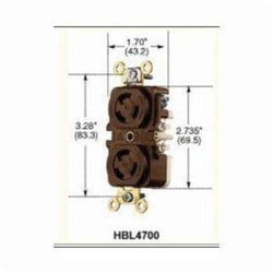 Hubbell HBL4750 HUB 3W TL DPLX RCPT 277 VAC 15 A Locking Receptacle