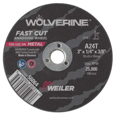 Weiler 56064 Wolverine Thin Cutting Wheel 3 in Diameter 24 Grit