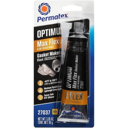 Permatex 27037 Optimum Black Maximum Oil Resistance RTV Silicone Gasket Maker Sensor Safe and Non-Corrosive 3 oz