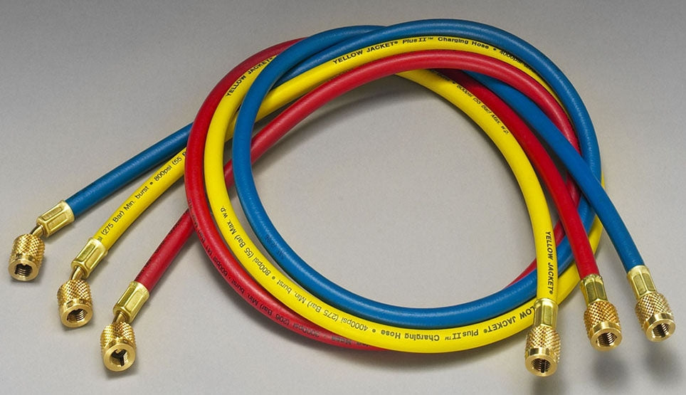 Yellow Jacket 21260 Plus II 1/4 inch Blue Charging Hose with Double Barrier Protection, 60 inches