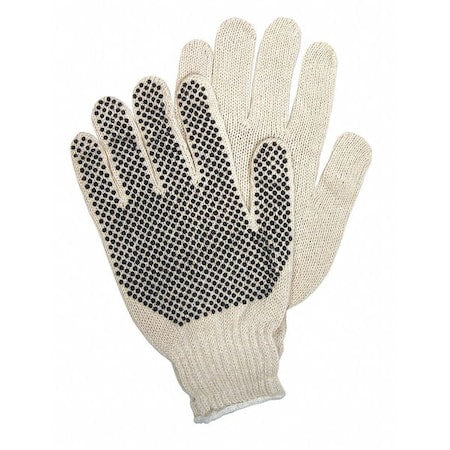 MCR Safety 9650LM PVC Dot String Knit Gloves Large Natural 1-Sided Dots