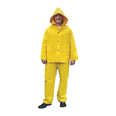 MCR Safety 2003XL PVC/Polyester 3-Piece Rainsuit Yellow X-Large