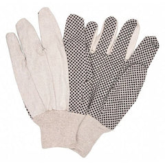 MCR Safety 8808 Cotton Canvas Dotted Standard Weight Knit Wrist Men Gloves Straight Thumb White Large