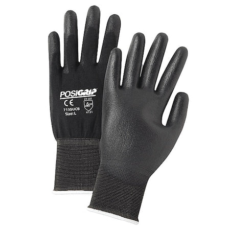 Pip 713SUCB/M Polyurethane Coated Gloves Palm Coverage Black M 12PK