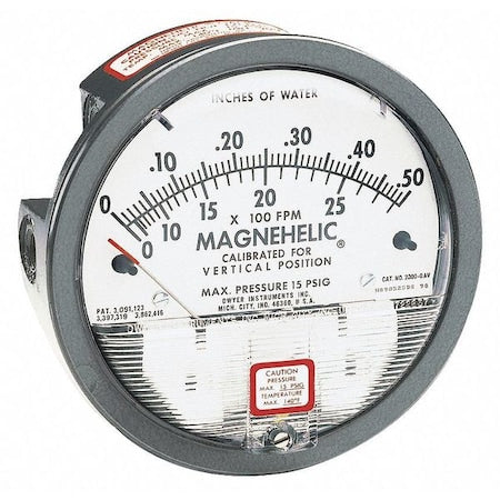 DWYER 2001AV Magnehelic Differential Pressure Gauge 0 to 1 in wc