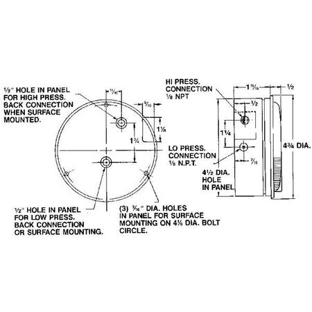 DWYER 2001AV Magnehelic Differential Pressure Gauge 0 to 1 in wc