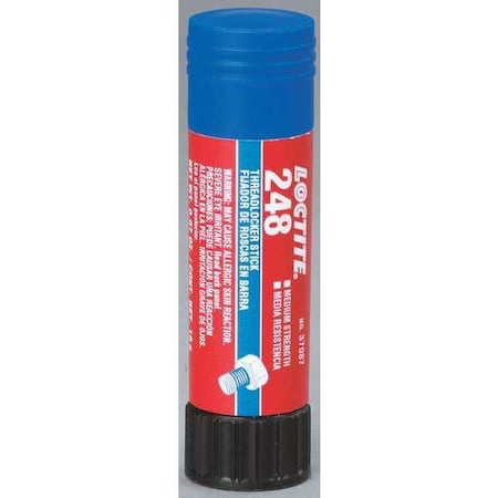 Loctite 462476 248 Medium-Strength Threadlocker Solid Stick 19 g 1/4 in to 3/4 in dia Blue