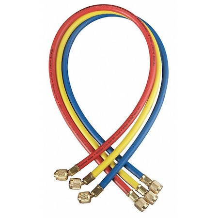 Yellow Jacket 21986 Plus II Hose Standard 1/4 Flare Fittings 72 Red/Yellow/Blue (Pack of 3)