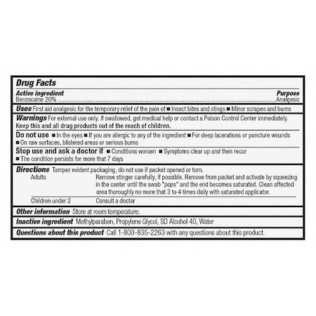 First Aid Only 19-001 Sting Relief Swabs 2-1/8 Inches 10 Pack