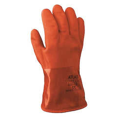 Showa 460L-09 Size 9 Orange Atlas 12 inches Seamless Yellow Acrylic Lined Double-Dipped PVC Fully Coated Gloves