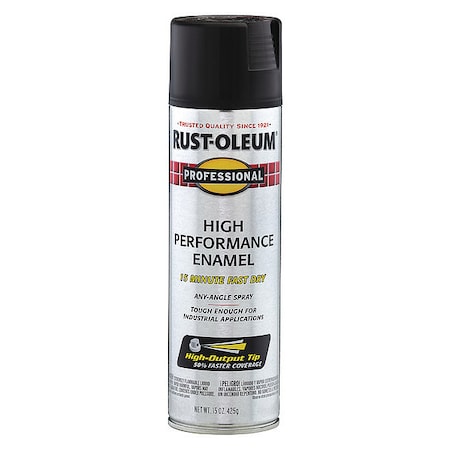 Rust-Oleum 7578838 Professional High Performance Enamel Spray Paint, 15 Oz, Flat Black