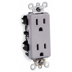 Leviton 5325-I 15 Amp, 125 Volt, Decora Duplex Receptacle, Residential Grade, Grounding, Ivory