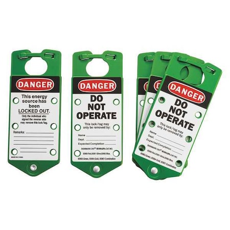 Brady 22075-G Labeled Lockout Hasp, Snap-On, 6 Lock, PK5