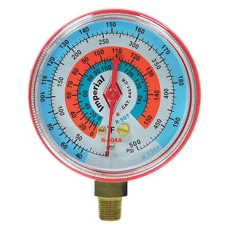 Imperial 423-CR Gauge 2-1/2 Inch Diameter High Side Red 500 Psi