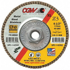 CGW Abrasives 42314 Flap Disc 4-1/2 inch Dia 60 Grit 5/8-11 Thread