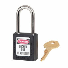 Master Lock 410BLK Zenex Thermoplastic Safety Lockout Padlock 1 1/2 X 1 3/4 1/4 Shackle