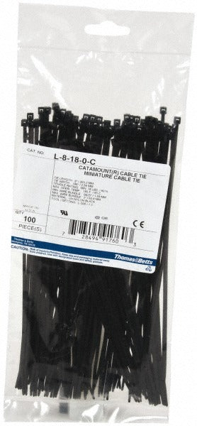 THOMAS & BETTS Thomas Betts L-8-18-0-C Standard Cable Tie 8 in 100 Pack