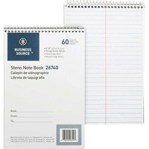 BUSINESS SOURCE Business Source BSN26740 Wire-bound Steno Notebook 60 Sheets