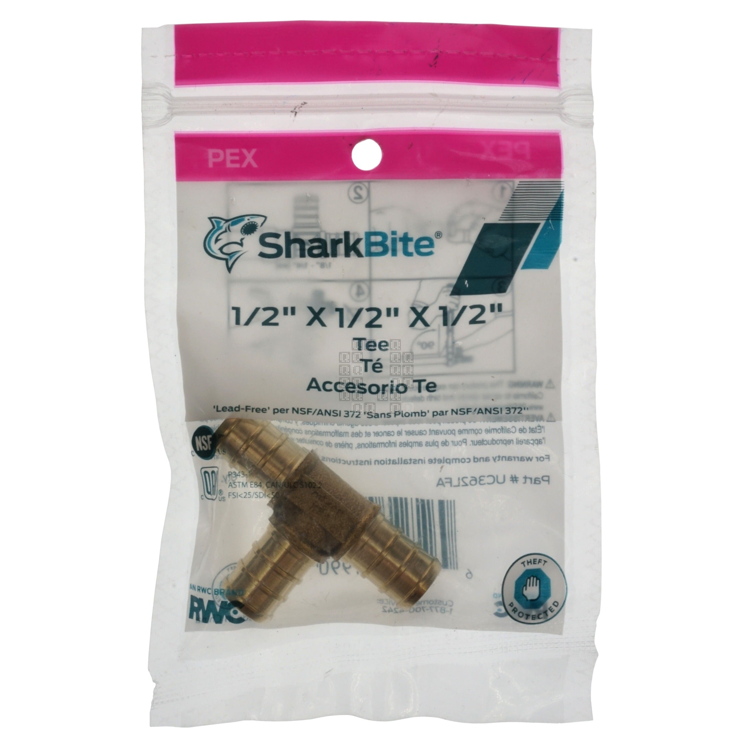 RWC Rwc UC362LFA PEX hose barb tee fitting (1/2 in x 1/2 in x 1/2 in)