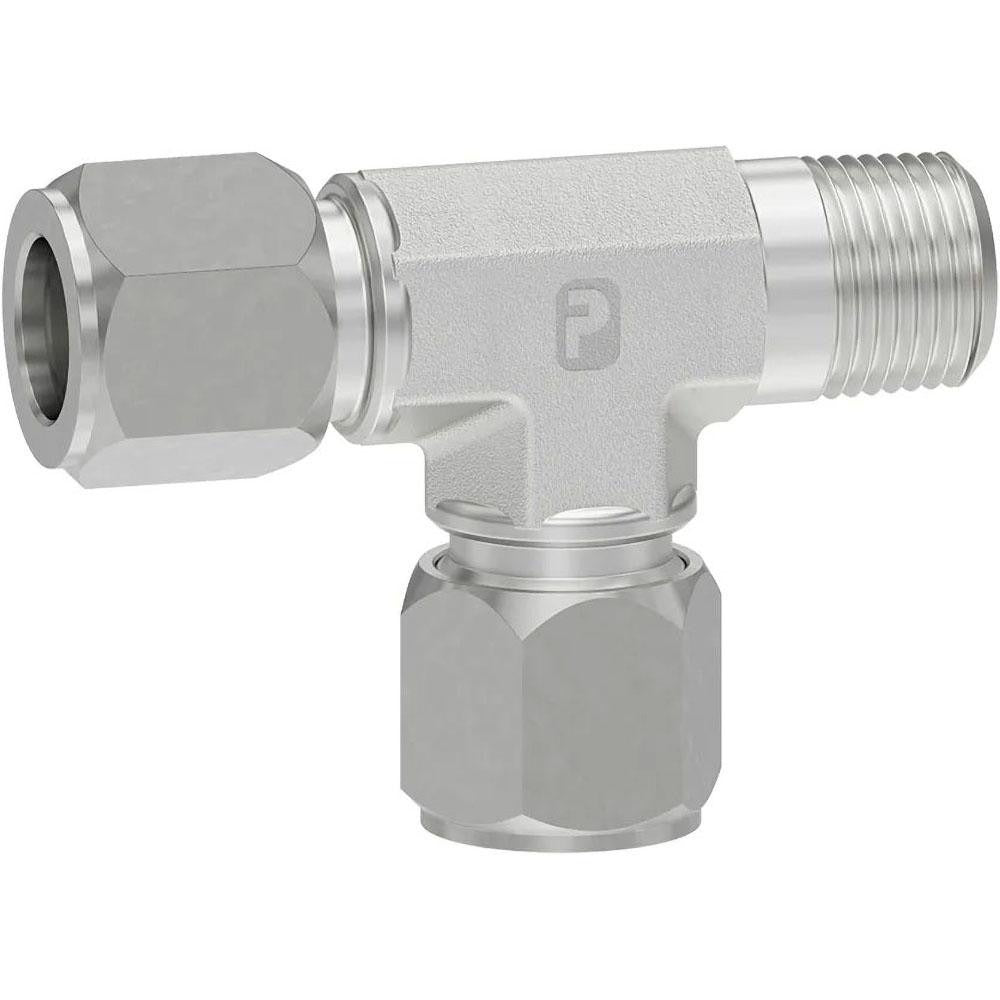 PARKER Parker 4-4-4 Rbu-s Male Run Tee 1/4 Inch Nptf Steel 5000 Psi