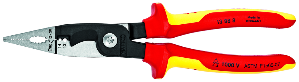 KNIPEX 13888US 6-in-1 Electrical Installation Pliers 1000V Insulated 8.25 Inch