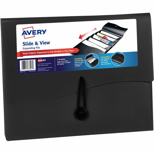 AVERY Avery AVE73517 Expanding File 5 Poly Pockets Letter Size