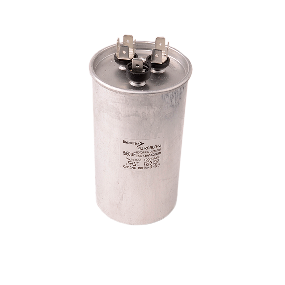 Diversitech 4JR0560 Motor Run Capacitor 60+5 MFD 440V Silver Round