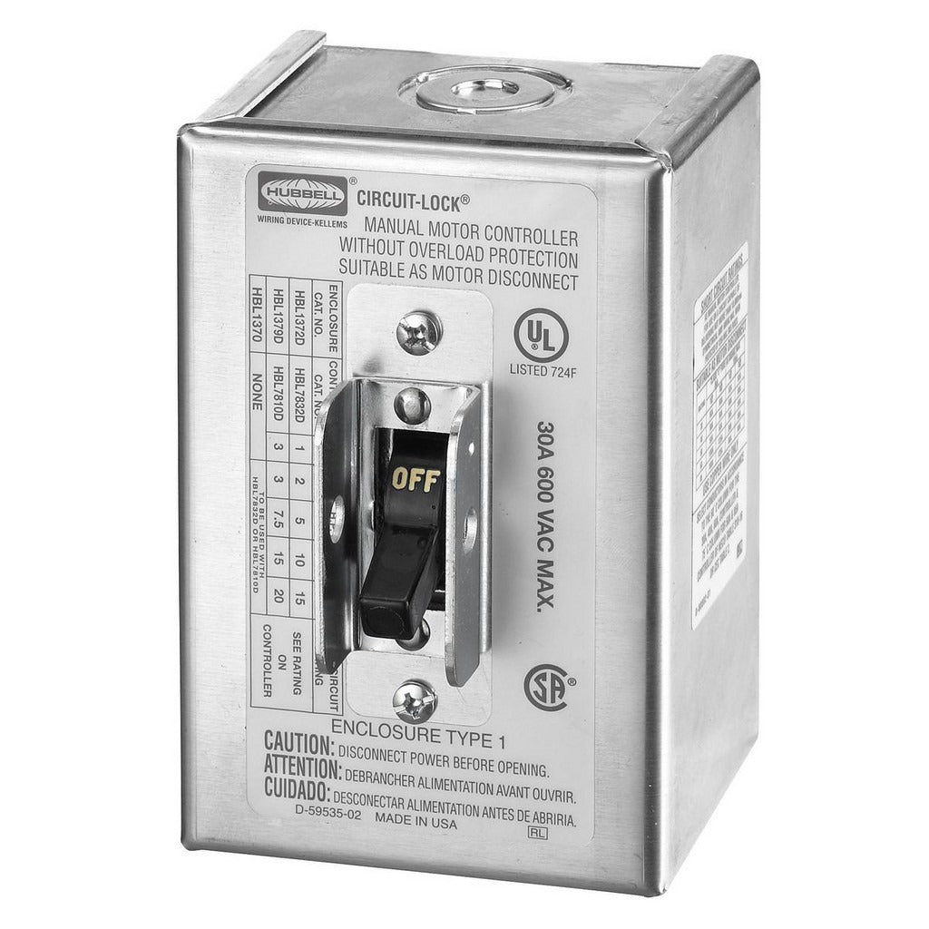 HUBBELL Hubbell Wiring Device-kellems HBL1379 Toggle Switch Disconnect