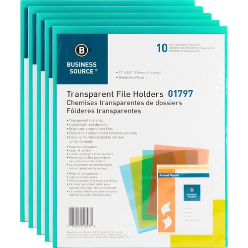 BUSINESS SOURCE Business Source BSN01797BX File Folder Letter Green 5-pack