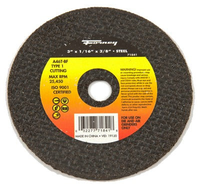 FORNEY Forney Industries Inc 71841 Type 1 Cutting Wheel 3in