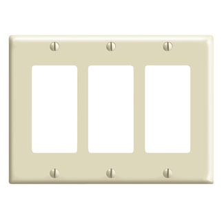 Leviton 80411-I Decora Wallplate 3 Gang Standard Size Thermoset Ivory