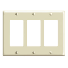 Leviton 80411-I Decora Wallplate 3 Gang Standard Size Thermoset Ivory